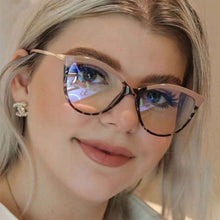Load image into Gallery viewer, Anti-blue Cat Eye Retro Eyeglass Art Retro Polygon Anti Blue Light Glasses Leopard Frame Fashion Transparent Glasses
