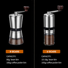 Load image into Gallery viewer, 6/8 Gears Adjustable Home Portable Manual Coffee Grinder Mini Stainless Steel Handmade Coffee Bean Grinder Hand Crank Tools

