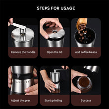 Load image into Gallery viewer, 6/8 Gears Adjustable Home Portable Manual Coffee Grinder Mini Stainless Steel Handmade Coffee Bean Grinder Hand Crank Tools
