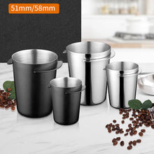 Load image into Gallery viewer, 58/51mm Coffee Dosing Cup Sniffing Mug for Espresso Machine Wear Resistant Stainless Steel Coffee Dosing Cup Distributor Coffeeware
