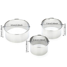 Load image into Gallery viewer, 3PCS Round Stainless Steel Biscuit Mold Dumpling Skin Cutting Mold DIY Biscuit Pastry Cake Baking Tools Kitchen Baking Gadget

