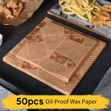Load image into Gallery viewer, 50Sheets Oil-Proof Wax Paper Food Wrapper Paper Bread Sandwich Burger Fries Wrapping Baking Tools Fast Food Bread Oilpaper
