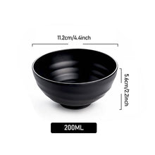 Load image into Gallery viewer, Japanese Style Melamine Beef Ramen Bowl Fast Food Tableware Black Frosted Noodles Soup Bowl Spoon Dinnerware Kitchen Accessories

