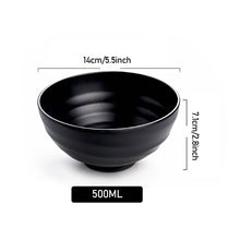 Load image into Gallery viewer, Japanese Style Melamine Beef Ramen Bowl Fast Food Tableware Black Frosted Noodles Soup Bowl Spoon Dinnerware Kitchen Accessories
