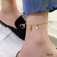 Load image into Gallery viewer, Titanium Steel Women's Beach Ankles Girls' Versatile Love Butterfly Fashion Gourd Pendant Copper Cash Foot Jewelry
