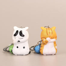 Load image into Gallery viewer, Cute Shy Cat Figurines Keychain with Bell Chubby Kitten Keyring Ornament Cartoon Car Keys Chains Bag Decoration Pendant Birthday Gifts
