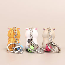 Load image into Gallery viewer, Cute Shy Cat Figurines Keychain with Bell Chubby Kitten Keyring Ornament Cartoon Car Keys Chains Bag Decoration Pendant Birthday Gifts
