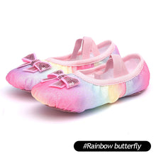 Load image into Gallery viewer, Girls' Canvas Soft Sole Training Shoes Children's Professional Shining Ballet Shoes Chinese Dance Performance Yoga Gym Cat Claw Dance Shoes Ballet Equipment
