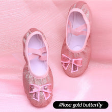 Load image into Gallery viewer, Girls' Canvas Soft Sole Training Shoes Children's Professional Shining Ballet Shoes Chinese Dance Performance Yoga Gym Cat Claw Dance Shoes Ballet Equipment
