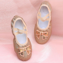 Load image into Gallery viewer, Girls' Canvas Soft Sole Training Shoes Children's Professional Shining Ballet Shoes Chinese Dance Performance Yoga Gym Cat Claw Dance Shoes Ballet Equipment
