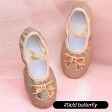 Load image into Gallery viewer, Girls' Canvas Soft Sole Training Shoes Children's Professional Shining Ballet Shoes Chinese Dance Performance Yoga Gym Cat Claw Dance Shoes Ballet Equipment

