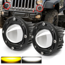 Load image into Gallery viewer, 1Pc 8D Motorcycle LED Lens Spotlight Motorcycles Auxiliary Fog Lamp Working Headlight Dual Color White Yellow Light Waterproof Square Round
