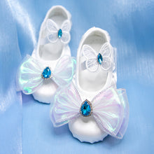 Load image into Gallery viewer, White Children's Dance Shoelace Bow Sapphire Accessories Soft Sole Exercise Shoes Temperament Elegant Ballet Exercise Shoes Dancing Shoes
