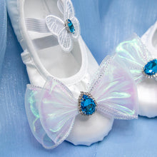Load image into Gallery viewer, White Children's Dance Shoelace Bow Sapphire Accessories Soft Sole Exercise Shoes Temperament Elegant Ballet Exercise Shoes Dancing Shoes
