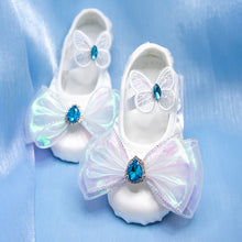 Load image into Gallery viewer, White Children's Dance Shoelace Bow Sapphire Accessories Soft Sole Exercise Shoes Temperament Elegant Ballet Exercise Shoes Dancing Shoes
