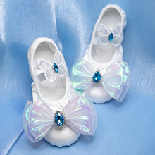 Load image into Gallery viewer, White Children's Dance Shoelace Bow Sapphire Accessories Soft Sole Exercise Shoes Temperament Elegant Ballet Exercise Shoes Dancing Shoes

