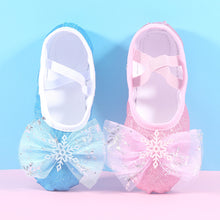 Load image into Gallery viewer, Girls Dance Shoes Ice Bow Decoration Soft Sole Exercise Shoes Shiny Cute Ballet Shoes Body Exercise Shoes
