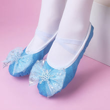 Load image into Gallery viewer, Girls Dance Shoes Ice Bow Decoration Soft Sole Exercise Shoes Shiny Cute Ballet Shoes Body Exercise Shoes
