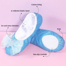 Load image into Gallery viewer, Girls Dance Shoes Ice Bow Decoration Soft Sole Exercise Shoes Shiny Cute Ballet Shoes Body Exercise Shoes

