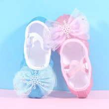 Load image into Gallery viewer, Girls Dance Shoes Ice Bow Decoration Soft Sole Exercise Shoes Shiny Cute Ballet Shoes Body Exercise Shoes
