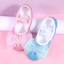 Load image into Gallery viewer, Girls Dance Shoes Ice Bow Decoration Soft Sole Exercise Shoes Shiny Cute Ballet Shoes Body Exercise Shoes
