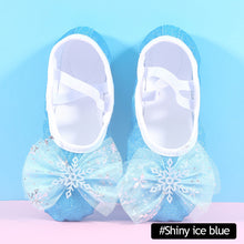 Load image into Gallery viewer, Girls Dance Shoes Ice Bow Decoration Soft Sole Exercise Shoes Shiny Cute Ballet Shoes Body Exercise Shoes
