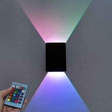 Load image into Gallery viewer, Nordic RGB LED Wall Light Dimmable Square Up Down Lamps With Remote Control For Bedside Bedroom Sconce Living Room Home Decoration
