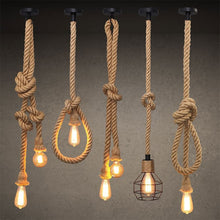 Load image into Gallery viewer, Creative Retro Hemp Rope Pendant Light American Industrial Hanging Lamps Loft Country Style Ceiling Lamps E27 Edison LED
