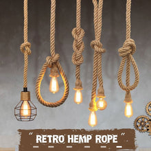 Load image into Gallery viewer, Creative Retro Hemp Rope Pendant Light American Industrial Hanging Lamps Loft Country Style Ceiling Lamps E27 Edison LED
