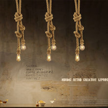 Load image into Gallery viewer, Creative Retro Hemp Rope Pendant Light American Industrial Hanging Lamps Loft Country Style Ceiling Lamps E27 Edison LED

