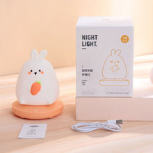 Load image into Gallery viewer, Cute Animal LED Night Lights For Children Bedroom Piglet Rabbit USB Rechargeable Silicone Lamp Touch Sensor Dimmable Kid's Gift

