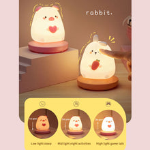 Load image into Gallery viewer, Cute Animal LED Night Lights For Children Bedroom Piglet Rabbit USB Rechargeable Silicone Lamp Touch Sensor Dimmable Kid's Gift
