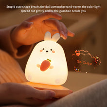 Load image into Gallery viewer, Cute Animal LED Night Lights For Children Bedroom Piglet Rabbit USB Rechargeable Silicone Lamp Touch Sensor Dimmable Kid's Gift
