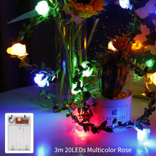 Load image into Gallery viewer, 1.5M/3M 10/20LEDs Rose Flower LED Fairy String Lights Battery Powered Wedding Valentines Day Event Party Garland Decor Lamp
