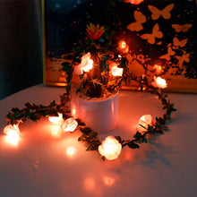 Load image into Gallery viewer, 1.5M/3M 10/20LEDs Rose Flower LED Fairy String Lights Battery Powered Wedding Valentines Day Event Party Garland Decor Lamp
