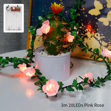 Load image into Gallery viewer, 1.5M/3M 10/20LEDs Rose Flower LED Fairy String Lights Battery Powered Wedding Valentines Day Event Party Garland Decor Lamp

