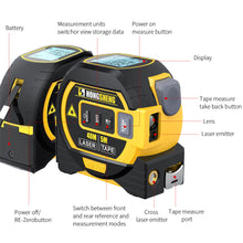 Load image into Gallery viewer, 3 in 1 40M/60M Laser Rangefinder 5M Tape Measure Ruler LCD Display with Backlight Distance Meter Building Measurement Device

