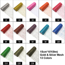 Load image into Gallery viewer, 10Yard/Roll 6Inch Organza Tulle Roll Spool Fabric Ribbon DIY Tutu Skirt Gift Craft Party Chair Sash Wedding Party Decoration Gold Silver
