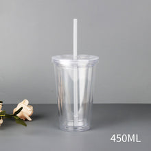 Load image into Gallery viewer, 350ml/450ml/650ml Clear Tumbler With Straw Reusable Transparent Double-layer Water Bottle For Coffee Milk DIY Smoothie Cup Drinkware
