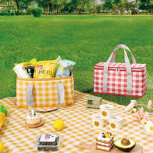Load image into Gallery viewer, Outdoor Large Capacity Picnic Basket Thickened Aluminum Film Incubator With Foldable Aluminum Rack Spring Picnic Camping Suitcase Storage Basket
