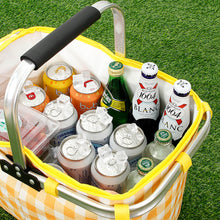 Load image into Gallery viewer, Outdoor Large Capacity Picnic Basket Thickened Aluminum Film Incubator With Foldable Aluminum Rack Spring Picnic Camping Suitcase Storage Basket
