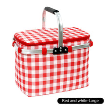 Load image into Gallery viewer, Outdoor Large Capacity Picnic Basket Thickened Aluminum Film Incubator With Foldable Aluminum Rack Spring Picnic Camping Suitcase Storage Basket
