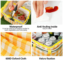 Load image into Gallery viewer, Outdoor Large Capacity Picnic Basket Thickened Aluminum Film Incubator With Foldable Aluminum Rack Spring Picnic Camping Suitcase Storage Basket
