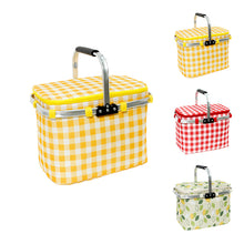 Load image into Gallery viewer, Outdoor Large Capacity Picnic Basket Thickened Aluminum Film Incubator With Foldable Aluminum Rack Spring Picnic Camping Suitcase Storage Basket
