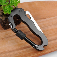 Load image into Gallery viewer, 5 In 1 Outdoor Multifunctional Quick-Hanging Mountaineering Buckle Jungle Stainless Steel Knife Keychain Screwdriver Bottle Opener Military Camping Supplies
