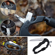 Load image into Gallery viewer, 5 In 1 Outdoor Multifunctional Quick-Hanging Mountaineering Buckle Jungle Stainless Steel Knife Keychain Screwdriver Bottle Opener Military Camping Supplies
