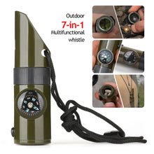 Load image into Gallery viewer, Outdoor 7 In 1 Multifunctional Emergency Survival Whistle With Compass Led Light Thermometer Magnifier Reflector Outdoor Hiking Accessories
