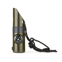 Load image into Gallery viewer, Outdoor 7 In 1 Multifunctional Emergency Survival Whistle With Compass Led Light Thermometer Magnifier Reflector Outdoor Hiking Accessories
