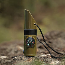 Load image into Gallery viewer, Outdoor 7 In 1 Multifunctional Emergency Survival Whistle With Compass Led Light Thermometer Magnifier Reflector Outdoor Hiking Accessories
