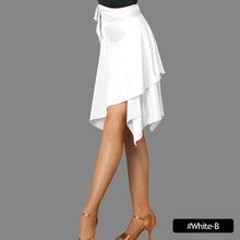 Load image into Gallery viewer, Latin Dance Skirt Irregular One Piece Style Lace-Up Short Skirt Rumba Samba Adult Triangle Apron Professional Dance Training Dress
